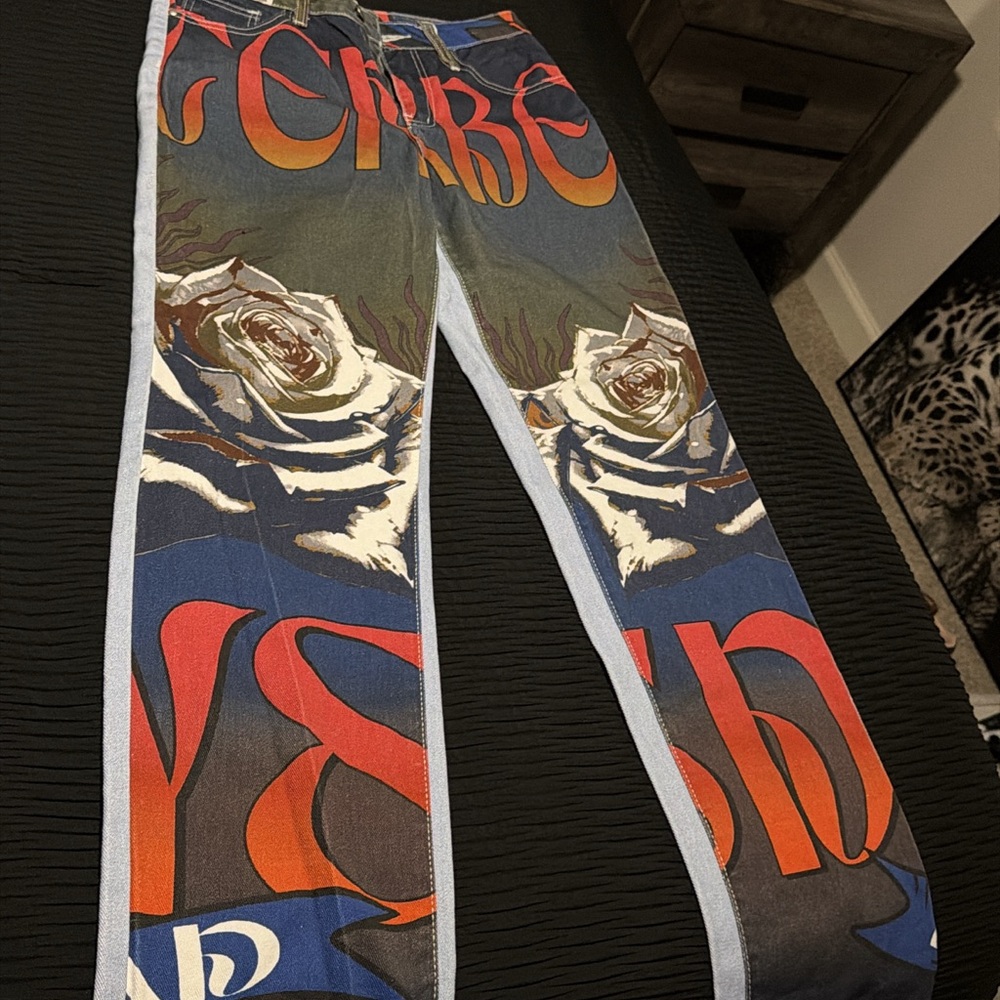 Fashion Nova Multicolor Graphic Straight Jeans